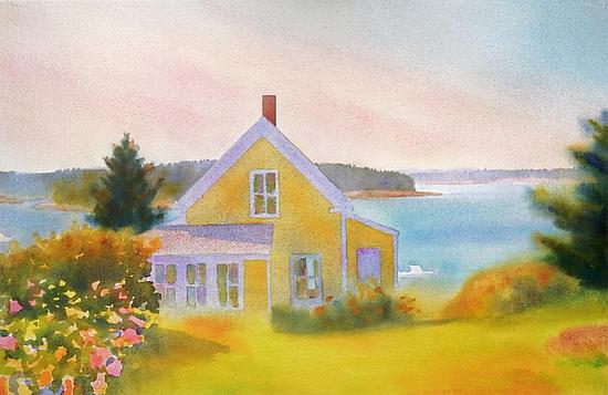 Yellow House, Summer Afternoon by Suzanne Siegel (Pigment