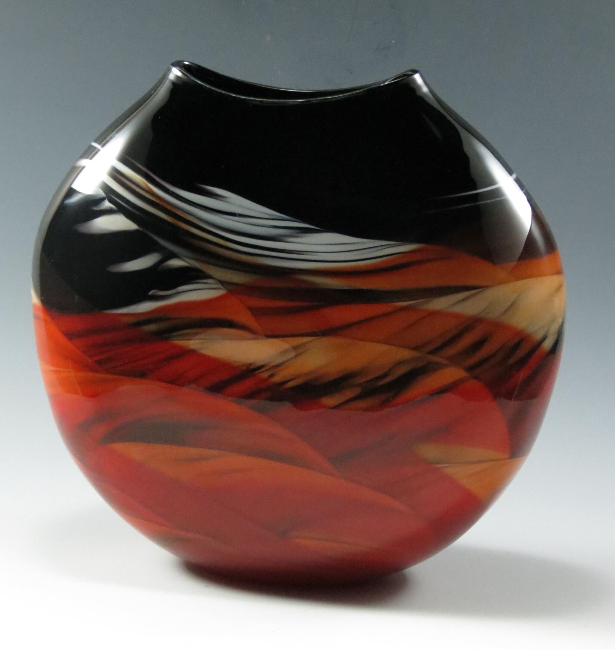 Red Medallion Vase II by Mark Rosenbaum Art  Glass  Vase 