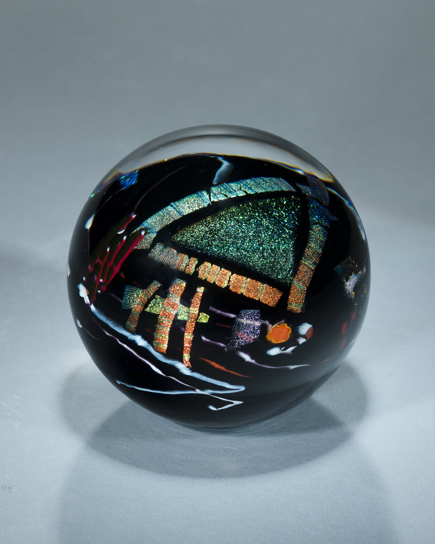 Black Graphic Evolution Series Paperweight By Shawn Messenger Art Glass Paperweight Artful Home