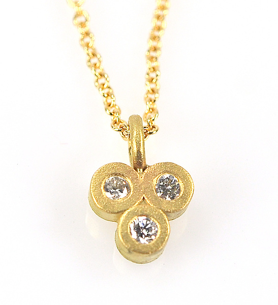 Tri-Diamond Charm Necklace by Rebecca Myers (Gold & Stone Necklace ...