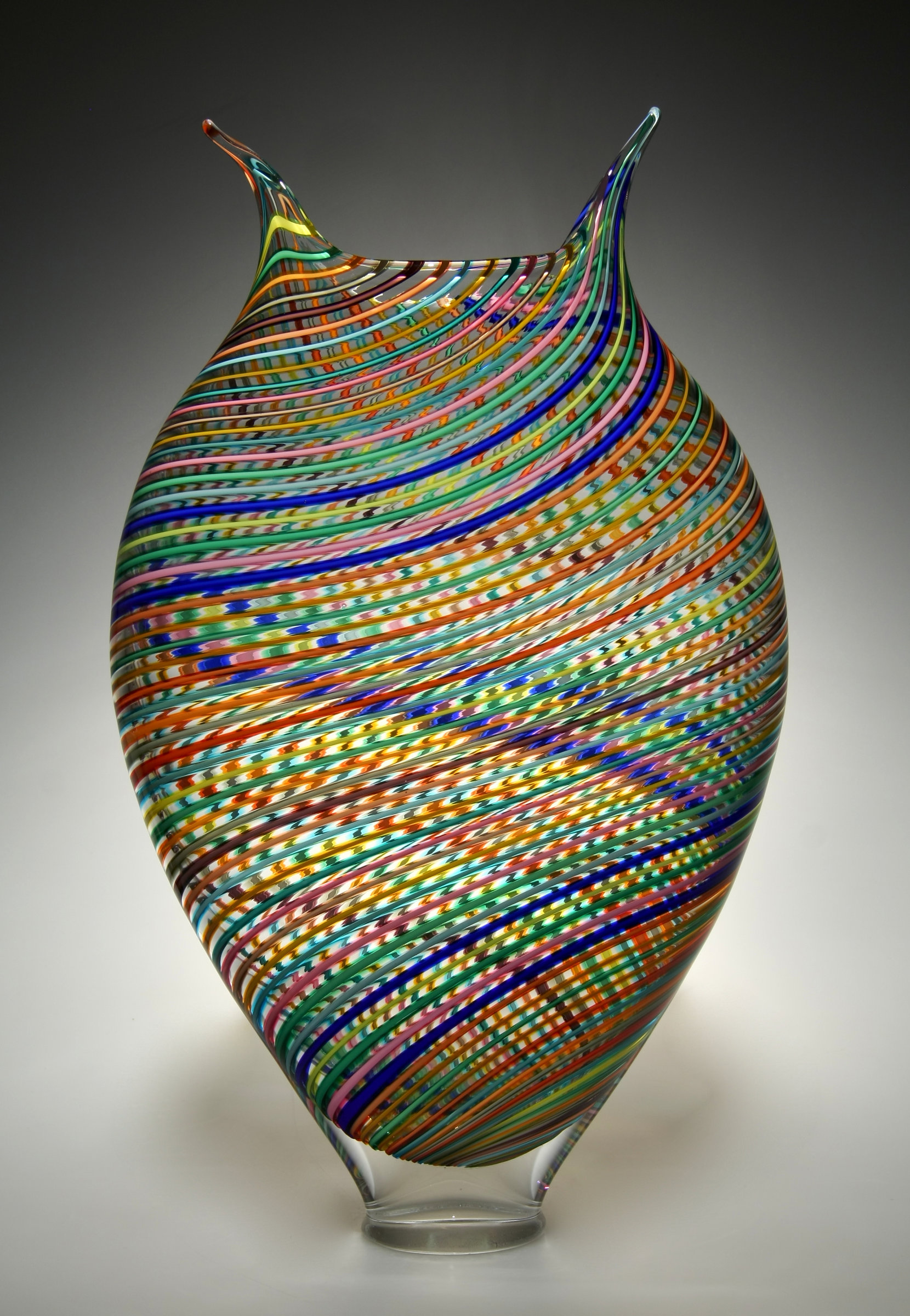 Multicolored Foglio By David Patchen Art Glass Vessel