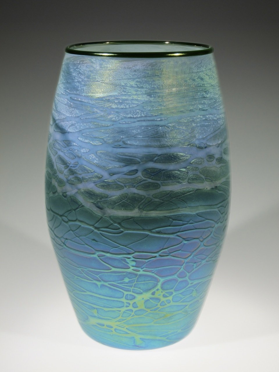Blue-Green Cylinder by Tom Stoenner (Art Glass Vase) | Artful Home