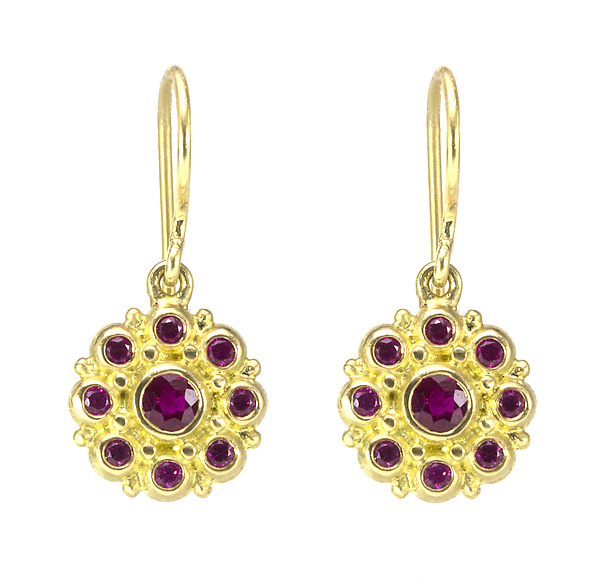 Beady Blossom Dangle Earrings by Jessica Fields (Gold & Stone Earrings ...