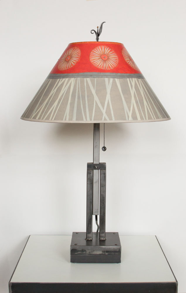 Adjustable Height Steel Table Lamp with Large Conical ...