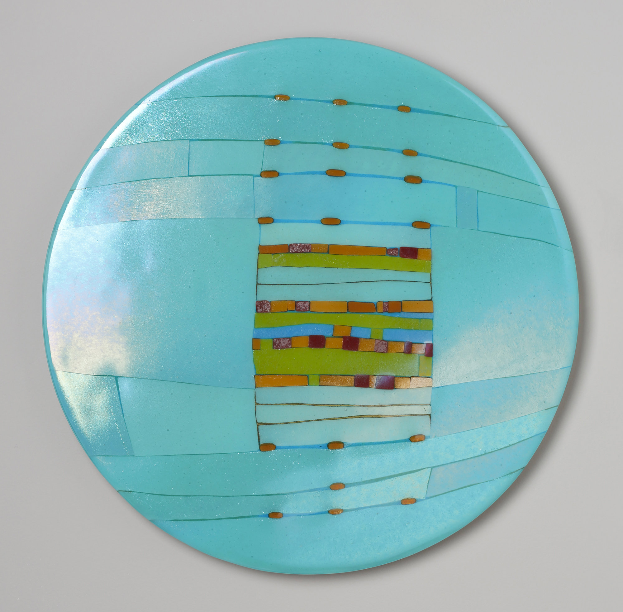 Aqua Window Round by Lynn Latimer (Art Glass Wall Sculpture) Artful Home