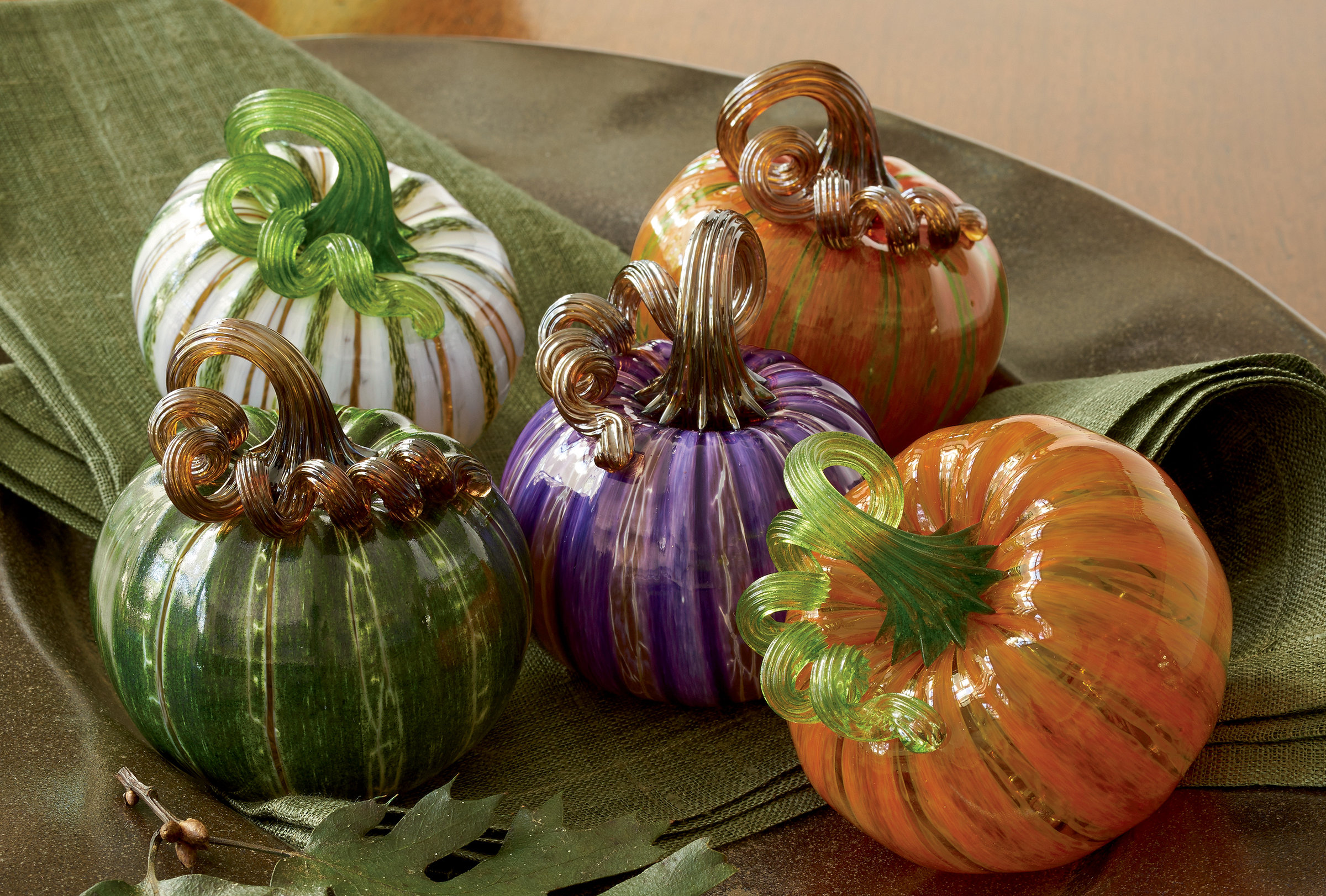 Mini Pumpkins by Leonoff Art Glass (Art Glass Sculpture) | Artful Home