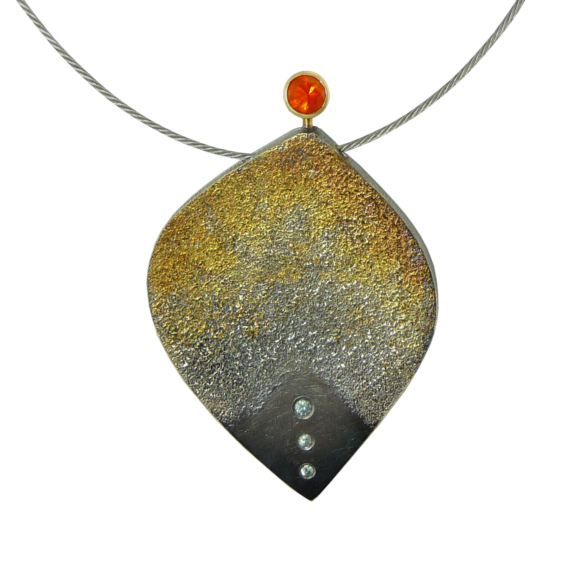 Ombre Flame Pendant by Jenny Reeves (Gold, Silver, & Stone Necklace ...